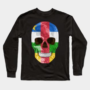 Central African Republic Flag Skull - Gift for Central African With Roots From Central African Republic Long Sleeve T-Shirt